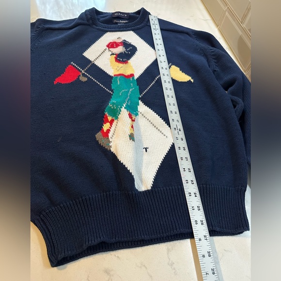 Vintage Gant Men's Sweater Golf Hand Intarsia Sweater Knit Size Large - Picture 8 of 10